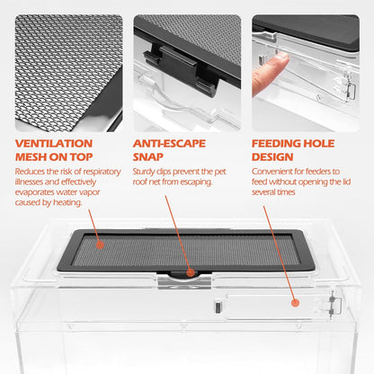 AZV Small Habitat Terrarium Enclosure, and Large Reptile Terrarium,Reptile Tank 15x8x10in Amphibian Isopod Tank Starter Kit with Bearded Dragon Hammock,Heat Lamp,Hide Cave for Geckos Lizard