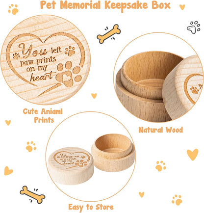 CJiangpo Dog Memorial Keepsake Box, Wooden Pet Urns Memorial Gifts for Loss of Dog Cat Hair Ashes Container Remembrance Pet Loss Sympathy Gifts