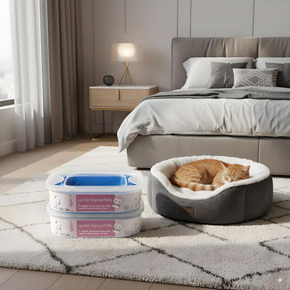 2 Pack 28FT Cat Litter Refill Cartridge, Compatible with Pet Genie Standard/Plus/Style Pail Refills, Up to 8 Months of Supply, 7 layer Odor Control Jumbo Refill Cartridge