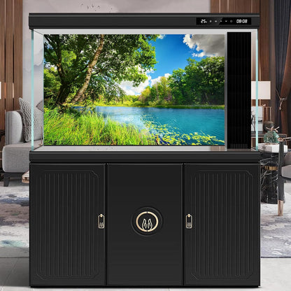 Tranquil Lake Aquarium Background Picturesque Springtime Green Forest Fish Tank Background Stunning Summer Mountain Woodland Terrarium Backgrounds Scenic Lake Blue Sky Reptile Tank Backgrounds 48x24in