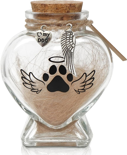 Dog Memorial Gifts for Loss of Pet - Rotating Wooden Frame for 4x6 Photo & Fur Hair Jar - Sympathy Gift for Pet Bereavement, Remembrance Keepsake - Rainbow Bridge Gift
