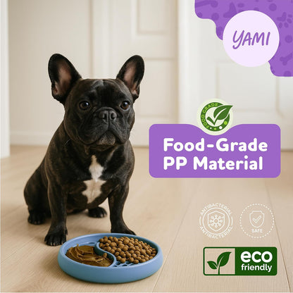 YAMI Bowl Lick Mat for Dogs & Cats, Slow Feeder Bowls, Cat Slow Feeder, Dog Enrichment Toys with Suction Cup for Anxiety Relief, Food-Grade Silicone, Dishwasher Fit, for All Breed (Light Blue)
