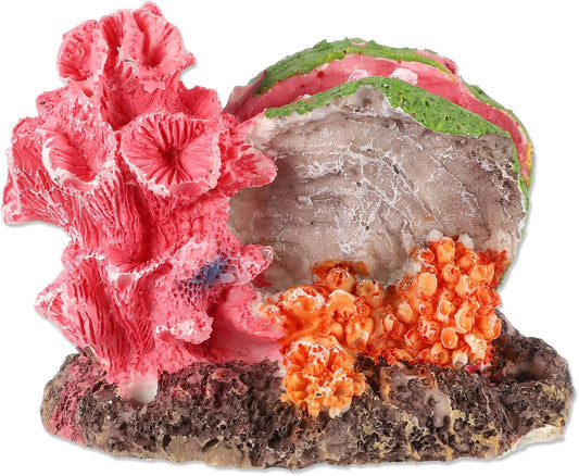 Aquarium Coral Reef Decor, Artificial Coral Reef Decor, Resin Coral Decoration Ornaments, for Goldfish Betta Fish Fish Tank Decoration Accessories, 3.15"x2.09"x2.64", Pink Orange
