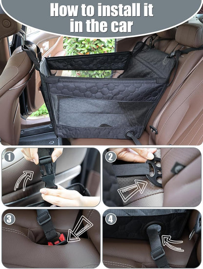 Dog Car Seat for Large Dogs,Waterproof Fabric with Breathable Mesh&Adjustable Dog Seat Belt for Car,Dog Bed for Back Seat Up to 40 LB-Medium