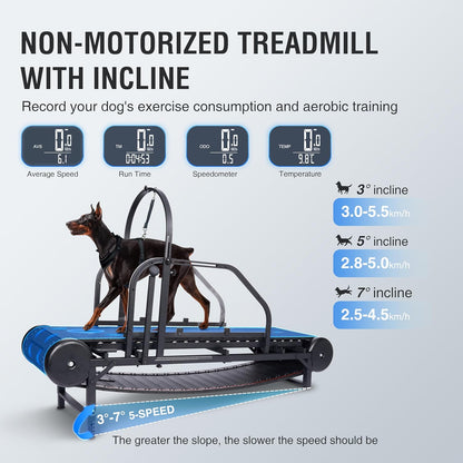 Dog Treadmill for Large/Medium Dogs, Adjustable Ramp Canine Running Slatmill Machine with Pedometer for Exercise & Healthy & Fit Pet Life