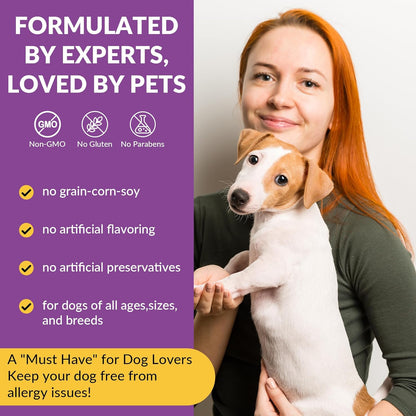 Probiotics for Dogs - Allergy Relief Chews Tablets for Dogs, Supporting Intestinal Health, Immunity - Relieving Itchy, Allergies, Licking Paws, Salmon Oil, Dry Skin and Hair Supplements-120ct