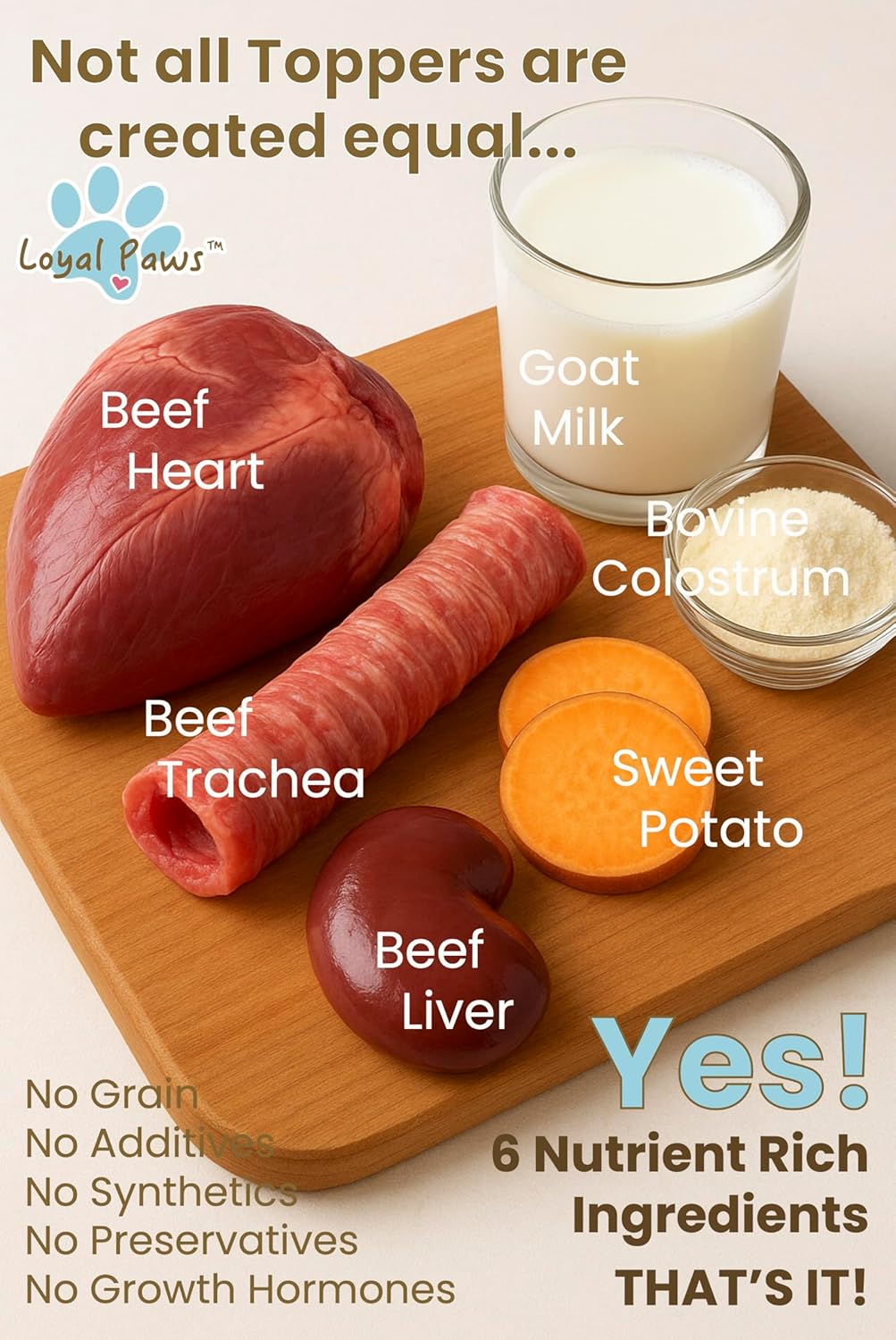 Freeze-Dried Dog Food Topper for Picky Eaters – Raw Beef Heart, Trachea, Kidney – High Protein, Grain-Free Meal Mixer – Natural Glucosamine & Chondroitin – Made in USA 6 oz