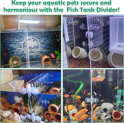 PINVNBY 5 Gallon Fish Tank Divider, Acrylic Aquarium Divider with 8 PCS Suction Cups, Transparent Fish Tank Separator for Betta Fish (Size: 20 x 18 cm/7.87 x 7.08 in)