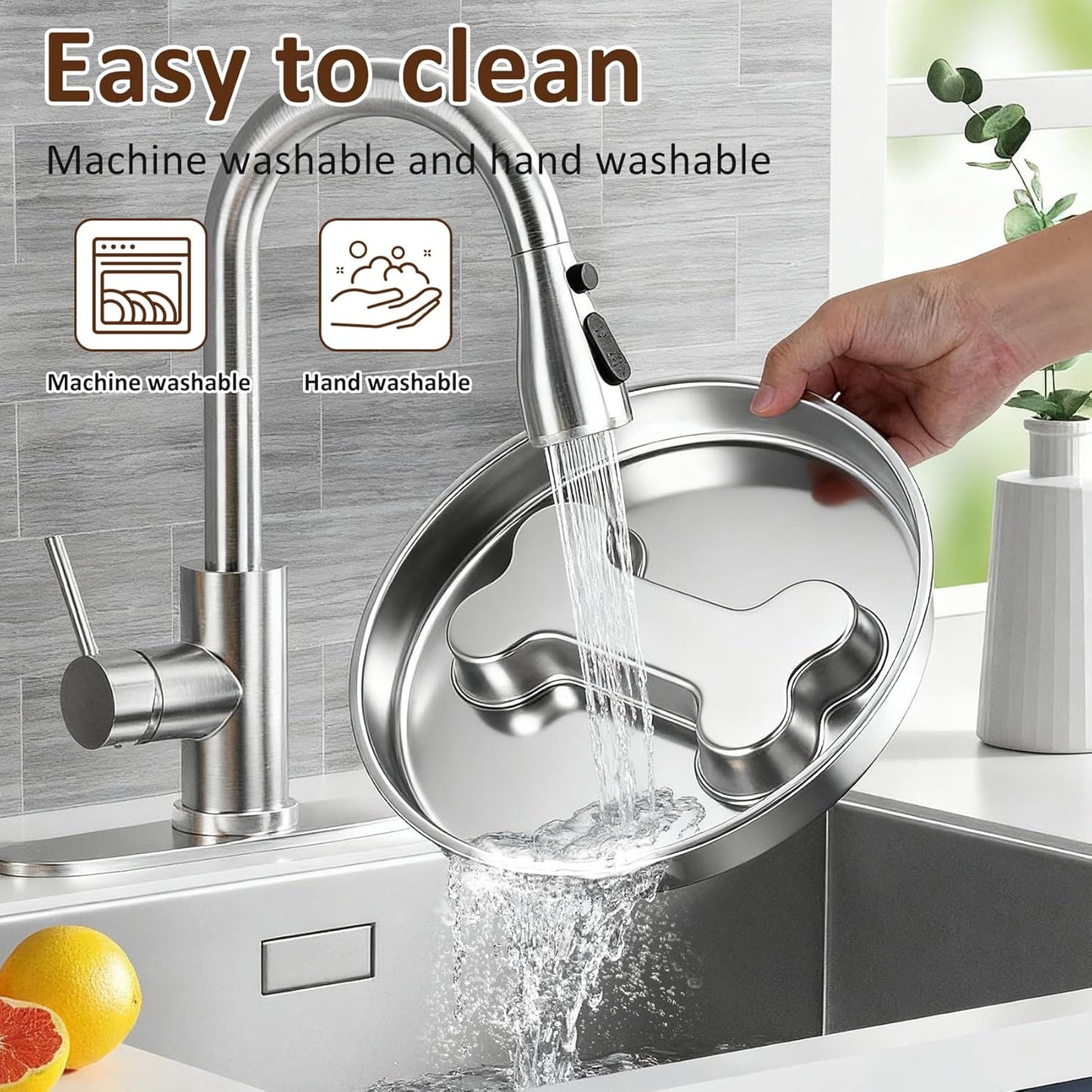 Slow Feeder Dog Bowls, 5 Cups Stainless Steel Metal Slow Feeder for Medium & Big Dogs, Pet Bowl for Fast Eaters, Slows Down Eating, Dishwasher Safe, Anti-Gulping Dog Bowl (2PCS)