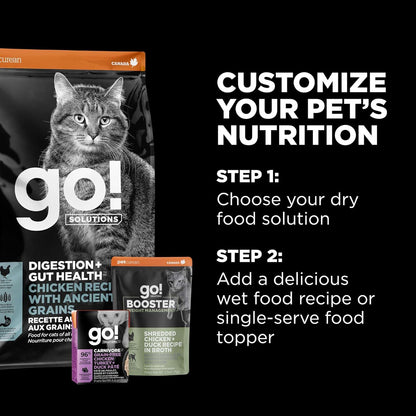 Go! Solutions Digestion + Gut Health, Dry Cat Food, Chicken Recipe with Ancient Grains, 6 lb Bag