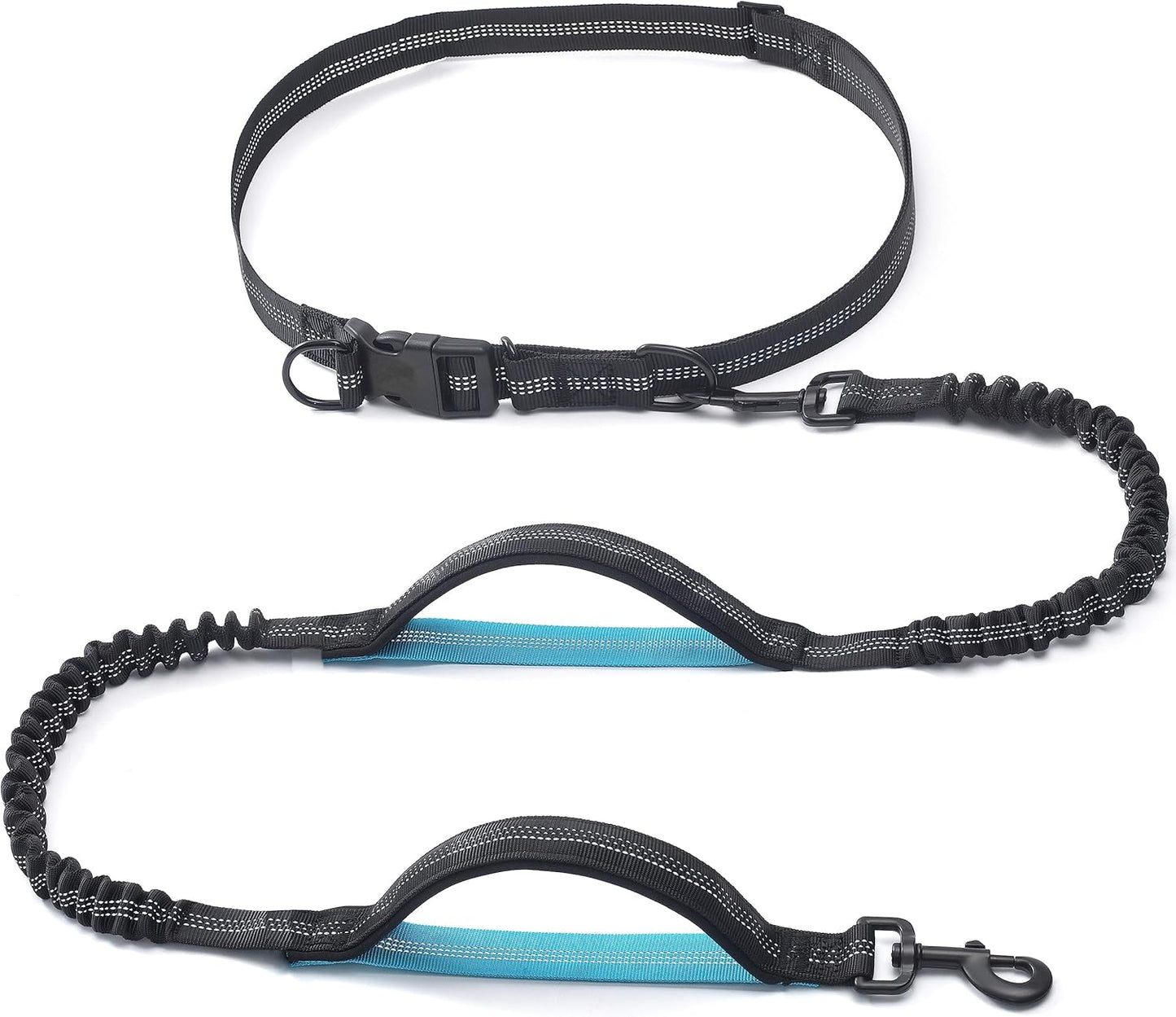 iYoShop Retractable Hands Free Dog Leash - Dual Handle Bungee Waist Leash for Small, Medium and Large Dogs (Medium/Large, 25-150 lbs, Black)