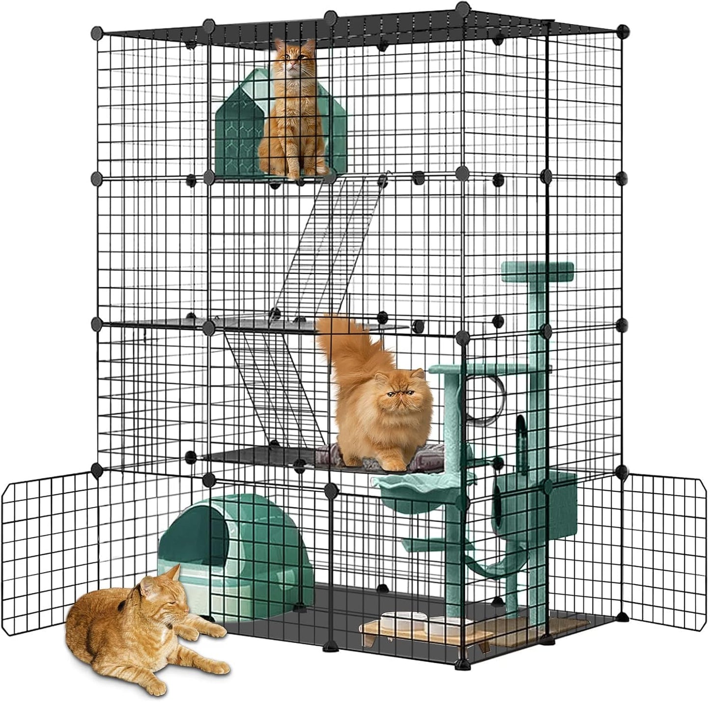 Large Cat Cage,DIY Cat Cage Enclosures Indoor Pet Home Small Animal House Detachable Playpen Metal Wire Kennels for 1-3 Cat