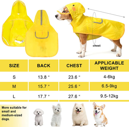 Dog Raincoat,Adjustable Waterproof Cloak Pet Hooded Raincoat Jacket,Cute Yellow Duck Poncho for Pet,M
