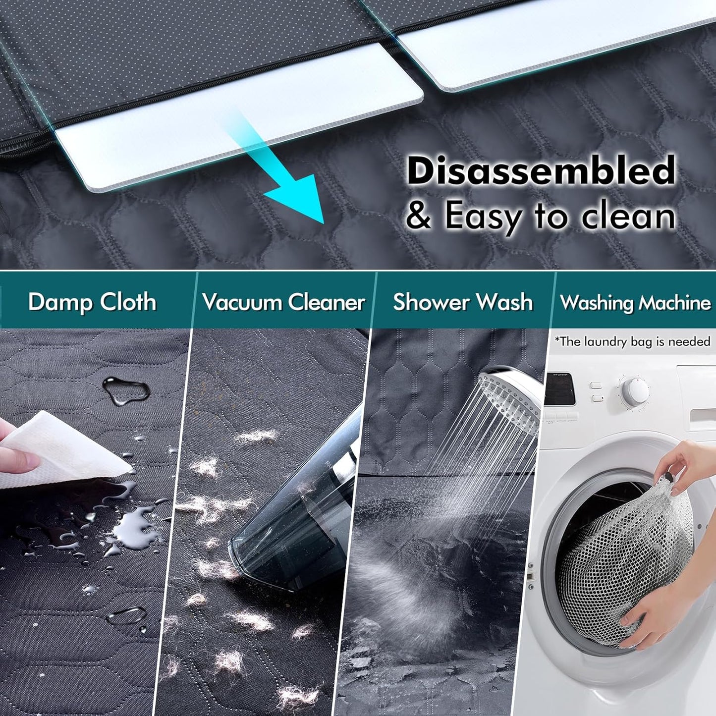 Back Seat Extender for Dogs-Supports 400lb,Waterproof Dog Car Seat Cover Hard Bottom-Detachable,600D Heavy Duty Scratch Proof Nonslip Soft,Dog Hammock for Car,SUVs