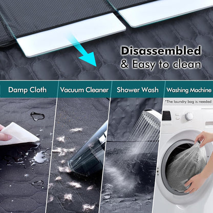 Back Seat Extender for Dogs-Supports 400lb,Waterproof Dog Car Seat Cover Hard Bottom-Detachable,600D Heavy Duty Scratch Proof Nonslip Soft,Dog Hammock for Car,SUVs