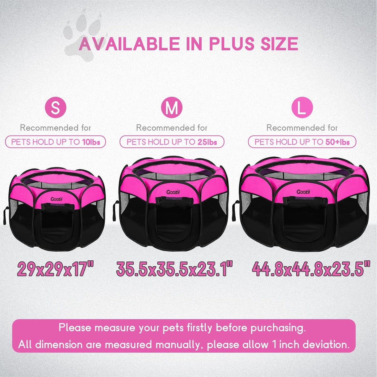 Pet Cat Playpen for Indoor Cats Enclosed, Portable Foldable Dog Playpen Outdoor Tent Crate Cage with Zipper Top Cover Door for Kitten Puppy Outside Rv Car Camper (Small Size, Pink)