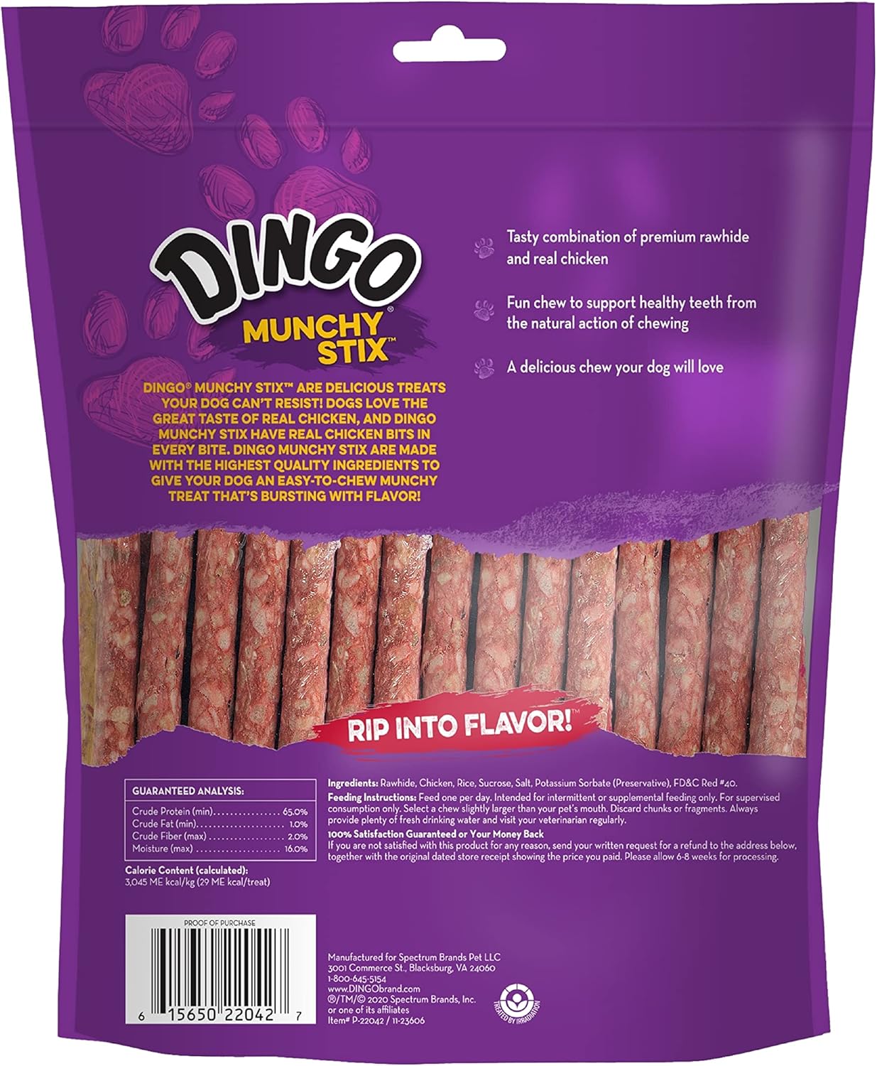 Dingo Munchy Stix for Dogs, Made with Real Chicken Treats for Small, Medium, and Large Breads 50-Count