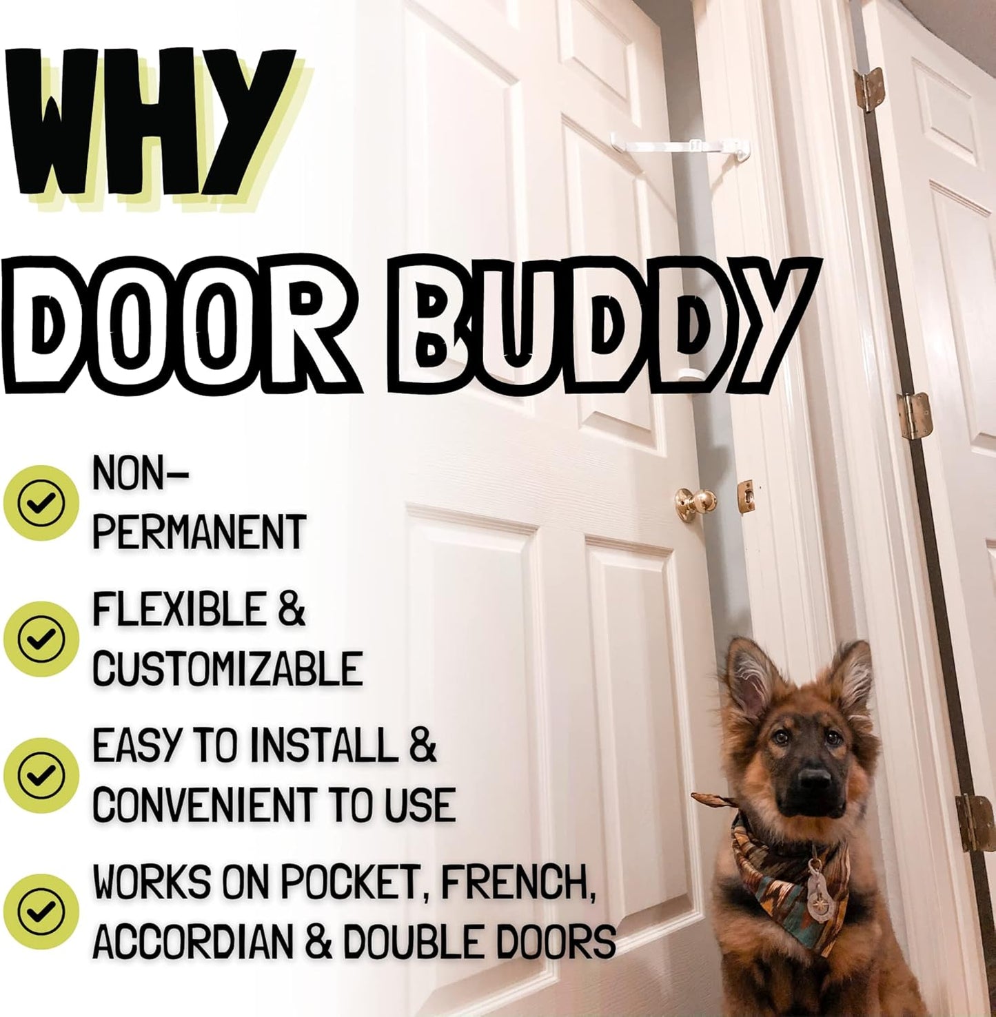 Door Buddy Pet Door Latch for Cats - Grey. Adjustable Cat Door Strap. Dog Proof Litter Box & Feeding Station Without Pet Gate. Most Customizable Cat Door Holder for Interior Door.