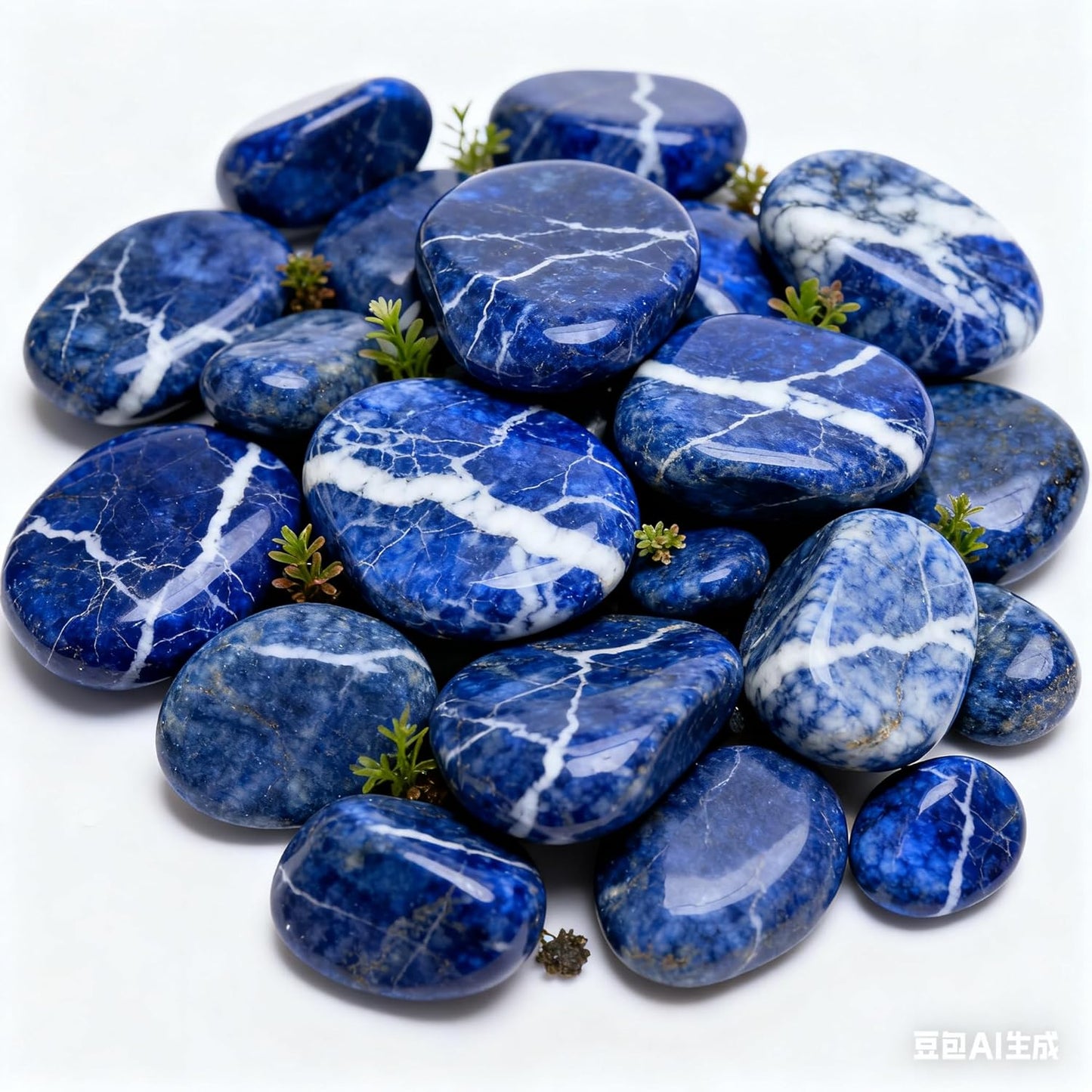 1. AD789 Sodalite Rich Blue Vein Stone Aquarium Décor Rocks Presenting a Captivating Display of White Veining on Deep Blue Ground