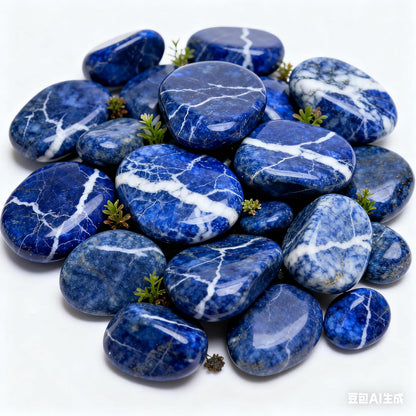 1. AD789 Sodalite Rich Blue Vein Stone Aquarium Décor Rocks Presenting a Captivating Display of White Veining on Deep Blue Ground