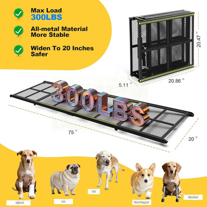 Dog Ramp for Car, 74" X 20"Outdoor Portable Dog Ramps for Truck, SUV, with Non-Slip Surface,Support Up to 250LBS,Pet Ramp for Medium & Large Dogs