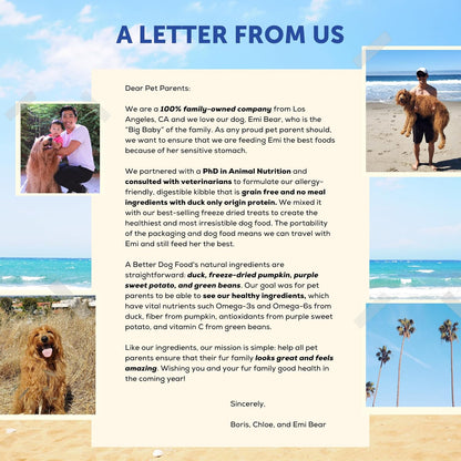 A Better Treat | Allergy Friendly Duck Dry Dog Food | Raw You Can See | No Chicken, Duck Only Animal Protein, No Meal Ingredients, Grain Free | Stomach Soothing Kibble + Freeze Dried Raw Dog Food