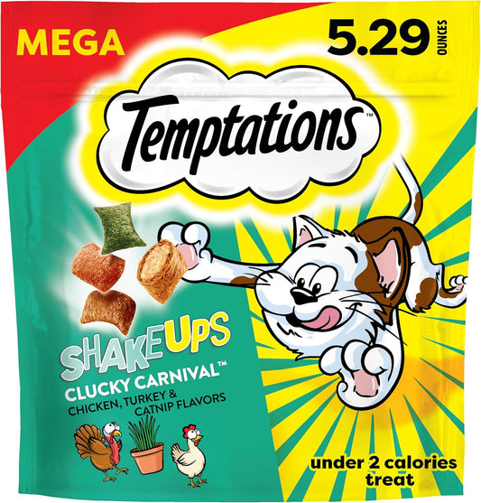 Temptations ShakeUps Crunchy and Soft Cat Treats, Clucky Carnival Flavor, 5.29 oz. Pouch