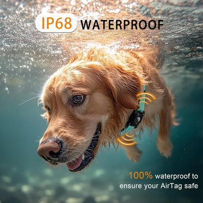 Airtag Dog Collar, Reflective Martingale Dog Collar with IP68 Waterproof Airtag Holder, Quick Release Buckle Soft Padded Collars for Large Medium Small Dogs, Green