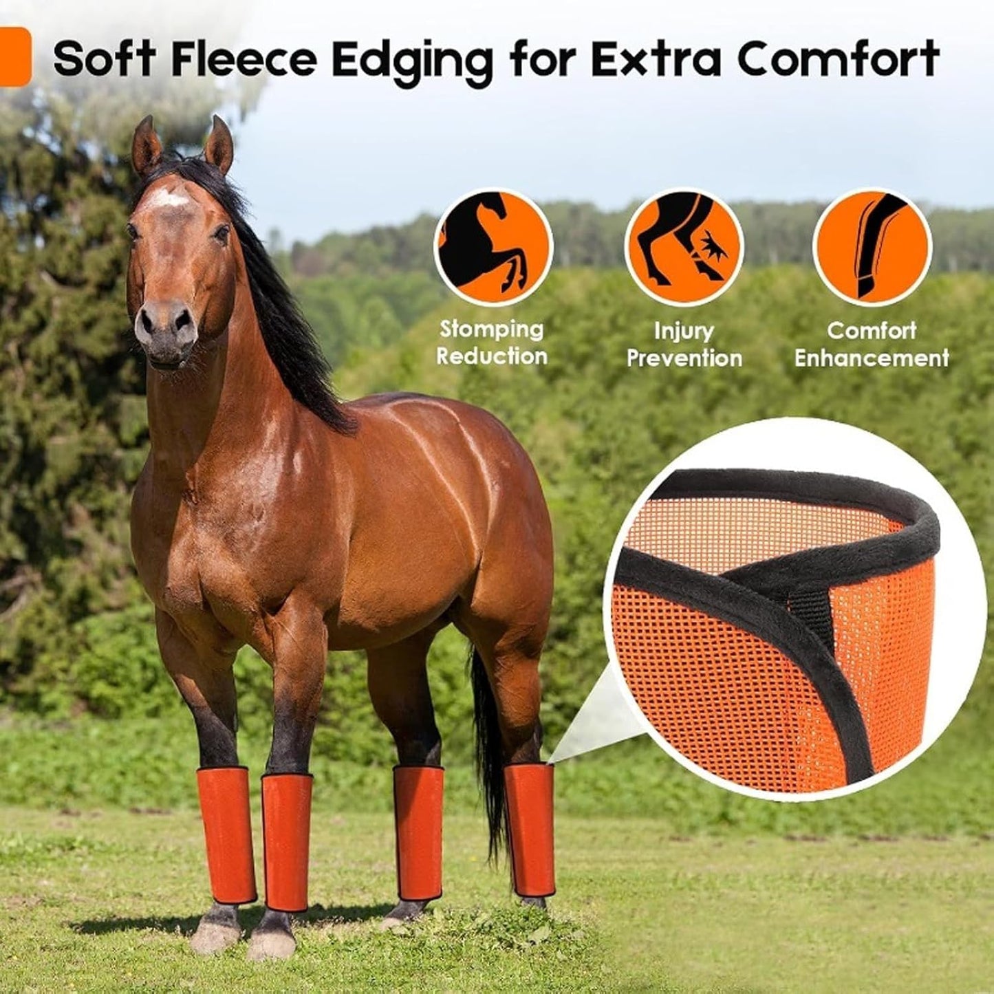 Durability Supportive Equine Fly Boot Adjustable Horse Care Essential Secure Cycling Gear Protecting Premium Nylon Horse Care Gear