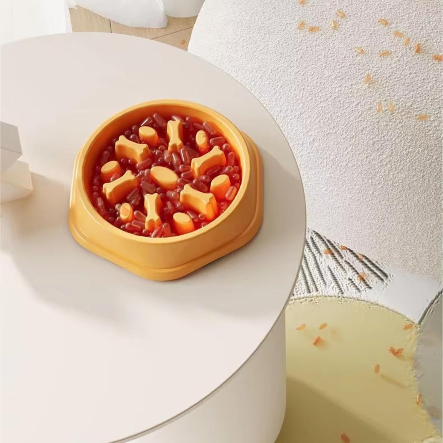 Dog Slow Feeder Bowl for Small & Medium Dogs – Anti-Choking, Non-Slip Plastic Slow Eating Dog & Cat Bowls – Puppy Bowl, Cat Food Bowl, Pet Feeder, 8.86in – Helps Prevent Bloating & Choking (Yellow)