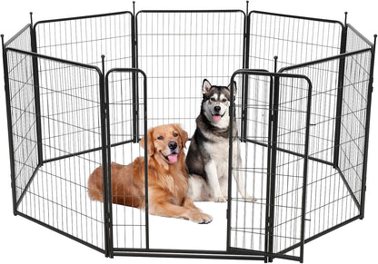 Upgraded 40" Heavy-Duty Metal Pet Playpen, 8 Panel Foldable Exercise Pen with Secure Door, Rustproof & Floor-Protective, Portable Indoor/Outdoor Small Animal & Puppy Fence