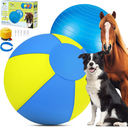 Herding Ball for Dogs - 18" Dog Herding Ball, Agility Equipment, Herding Ball for Australian/German Shepherd Collie, Toys for Christmas/Birthday Gifts (Yellow&Blue, Medium - 18")