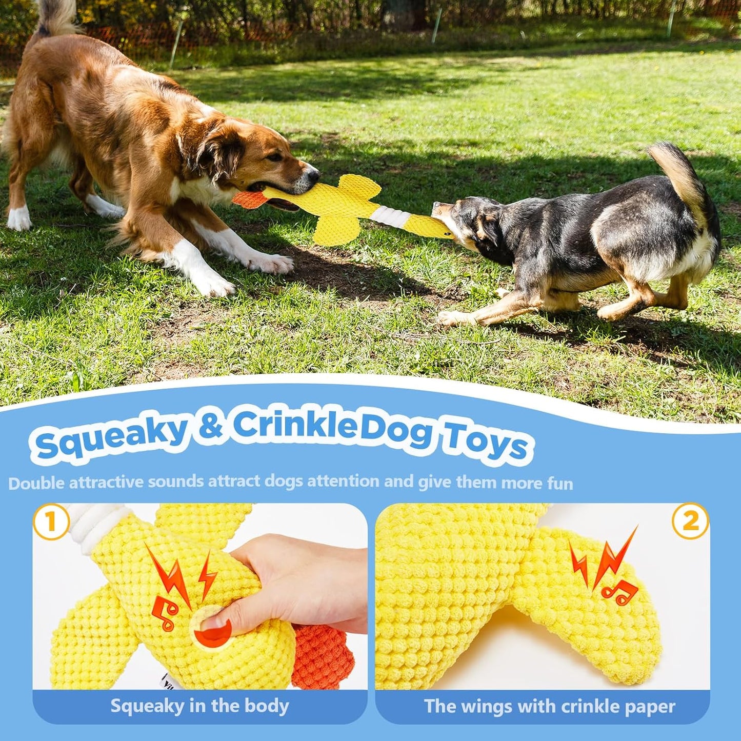 Vitscan Durable Dog Toys for Small Large Dogs, Dog Chew Toy for Not Aggressive Chewers, Tough Squeaky Interactive Dogs Toys for Puppies Plush Puppy Toys Goose Pet Toy Puppy Chew Toys for Teething