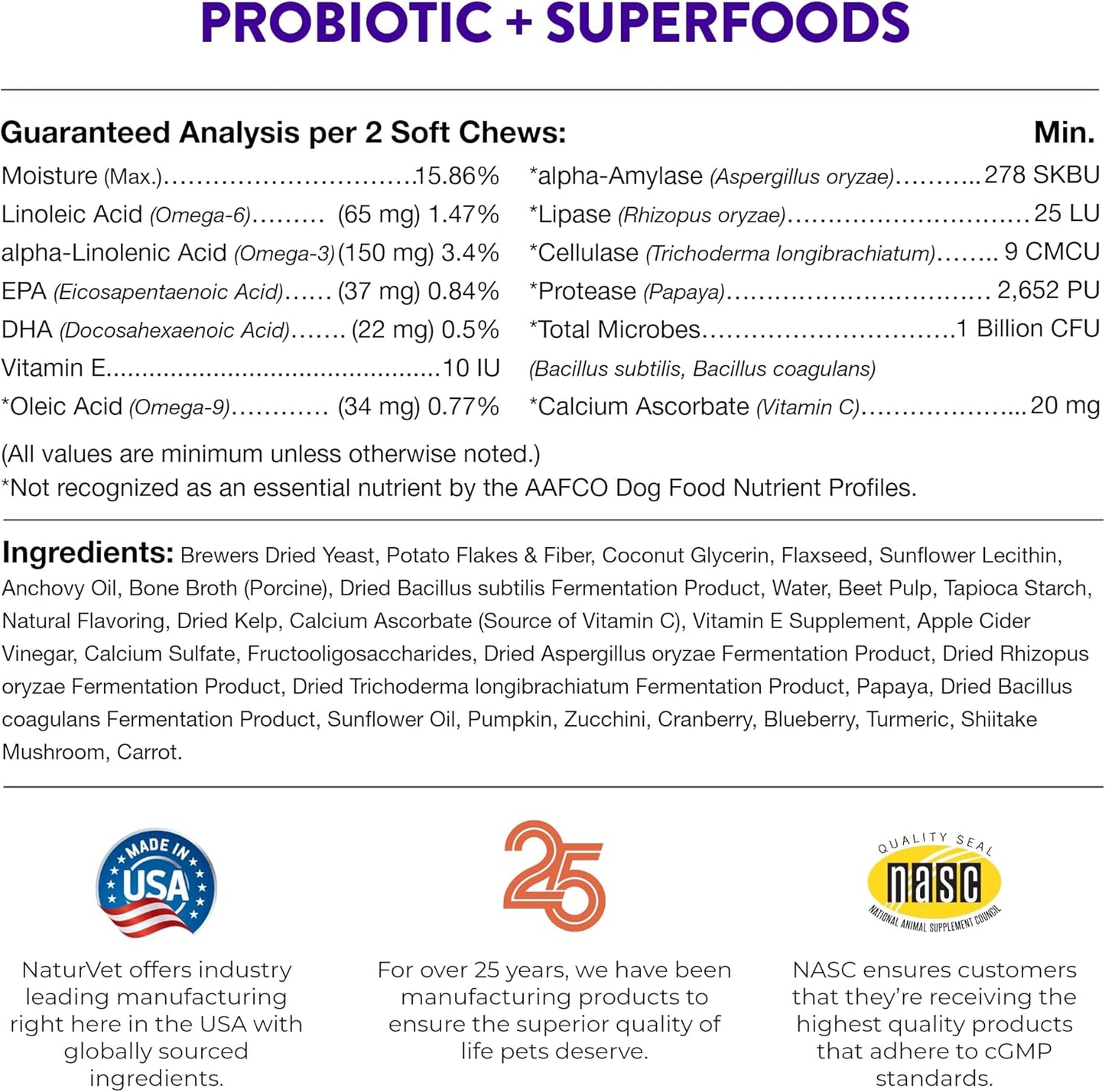NaturVet Evolutions Probiotic & Superfoods 90ct Soft Chews for Dogs - Prebiotic & Probiotic Blend, Digestive Enzymes, Bone Broth, Omega's - Nourishes Natural Gut Bacteria and Intestinal Microflora