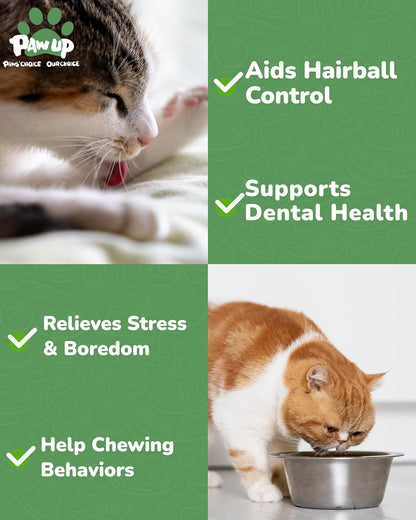 PAWUP Freeze Dried Chicken Cat Treats, Cat Grass Added, High-Fiber Hairball Care & Digestive Support Snacks for Indoor Cats, 3.8oz