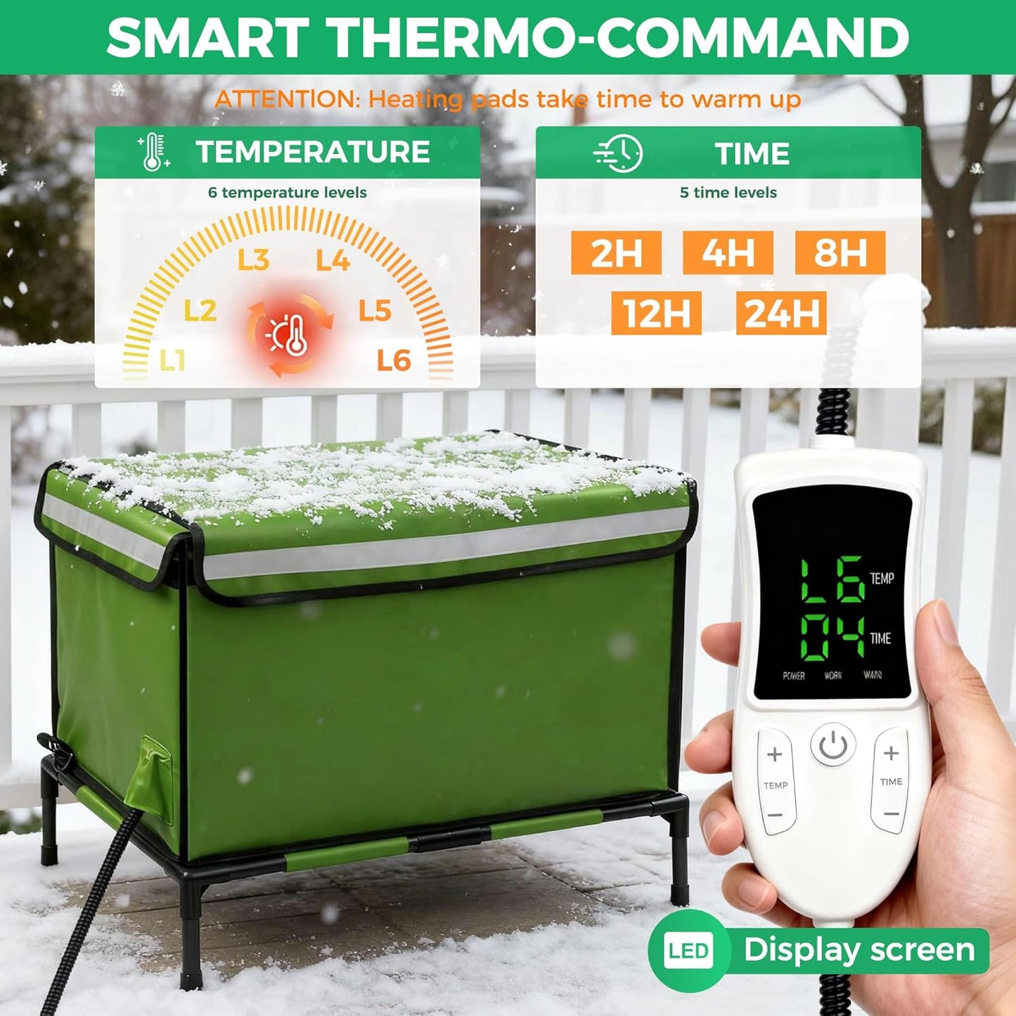 Heated Cat House for Outside Use 900D Oxford Cloth, Outside Cat House Weatherproof with Remote Control Heated Pad, Insulated Cat Houses with Removable Feet to Isolate Moisture, Against Extreme Weather