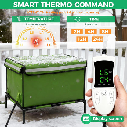 Heated Cat House for Outside Use 900D Oxford Cloth, Outside Cat House Weatherproof with Remote Control Heated Pad, Insulated Cat Houses with Removable Feet to Isolate Moisture, Against Extreme Weather