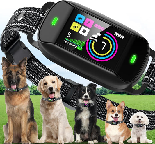 Smart Dog Bark Collar, Anti Barking Training Collar with 4 Training Modes, 5 Adjustable Sensitivity Levels, Waterproof and Magnetic Charging, Smart Bark Collar for Large Medium Small Dogs (Black)