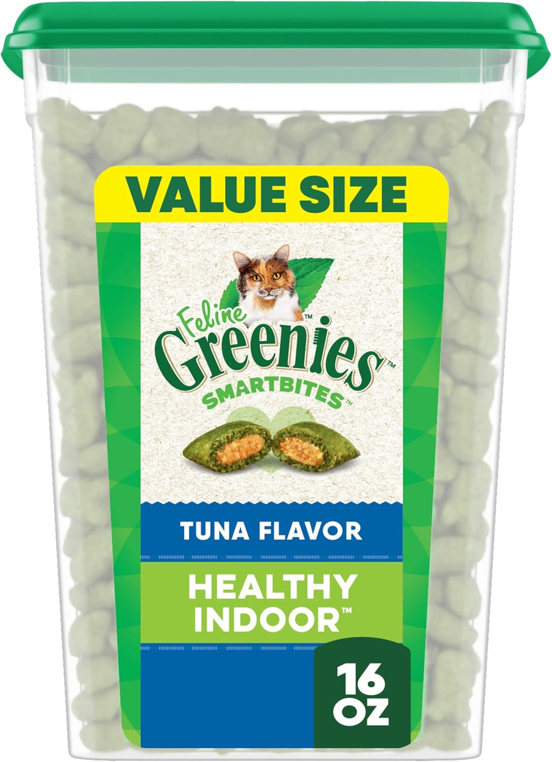 Greenies Feline Smartbites Healthy Indoor Cat Treats, Tuna Flavor, 16 oz. Tub