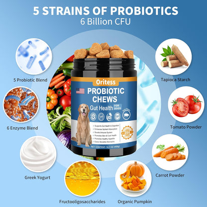 Probiotics for Dogs 200 Chews, Improve Itchy Skin Itchy Ears, Gut Health, Yeast Balance, Allergies, Immunity, Puppy Probiotic Soft Chews Reduce Diarrhea Stomach Relief (Pork)
