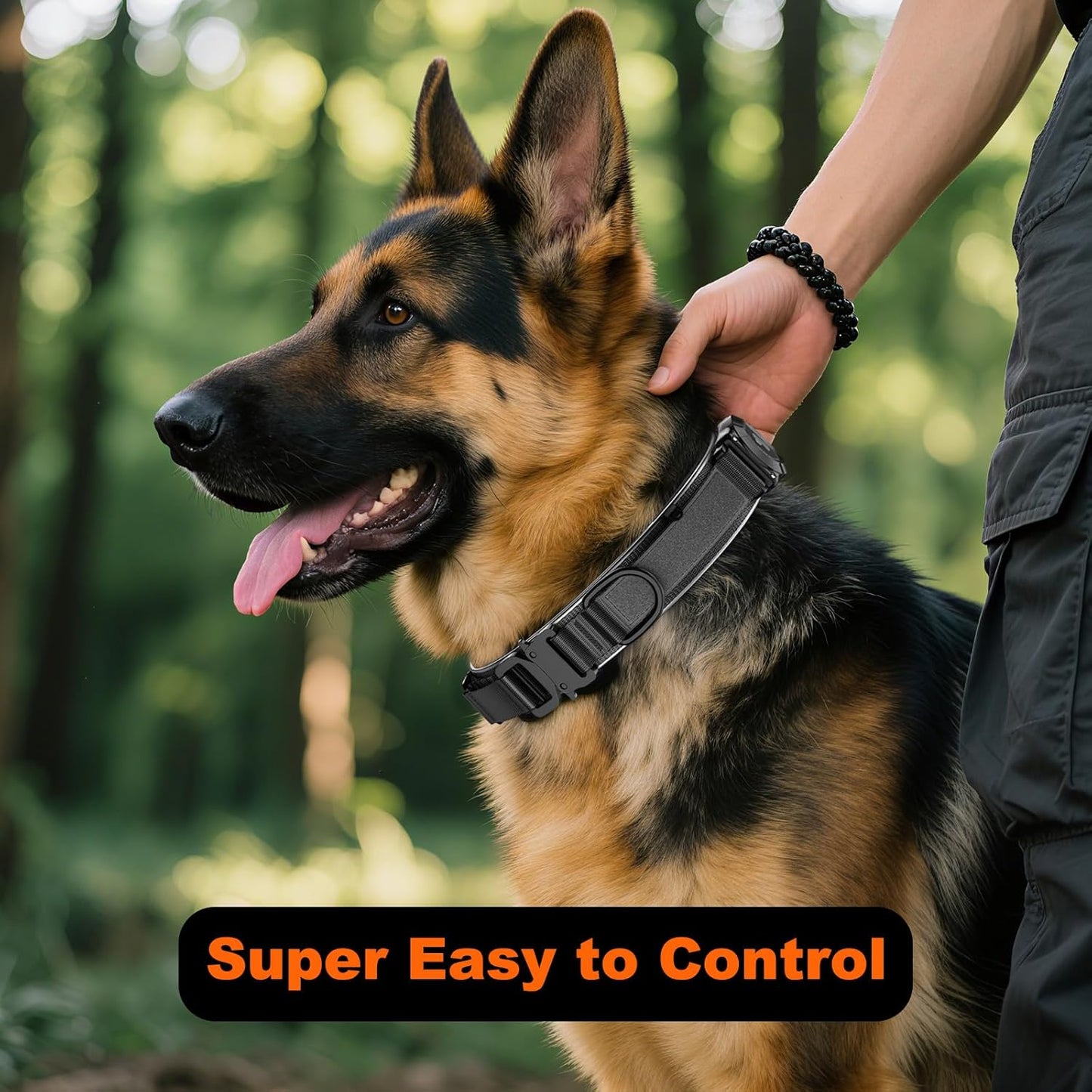 2025 New and Improved AirTag Dog Collar, Military Tactical Dog Collar with AirTag Holder - Adjustable Control Handle, Durable Metal Buckle, Comfortable GPS Dog Collars (M, Black)