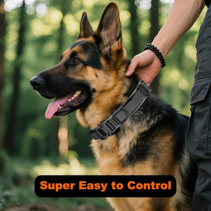2025 New and Improved AirTag Dog Collar, Military Tactical Dog Collar with AirTag Holder - Adjustable Control Handle, Durable Metal Buckle, Comfortable GPS Dog Collars (M, Black)
