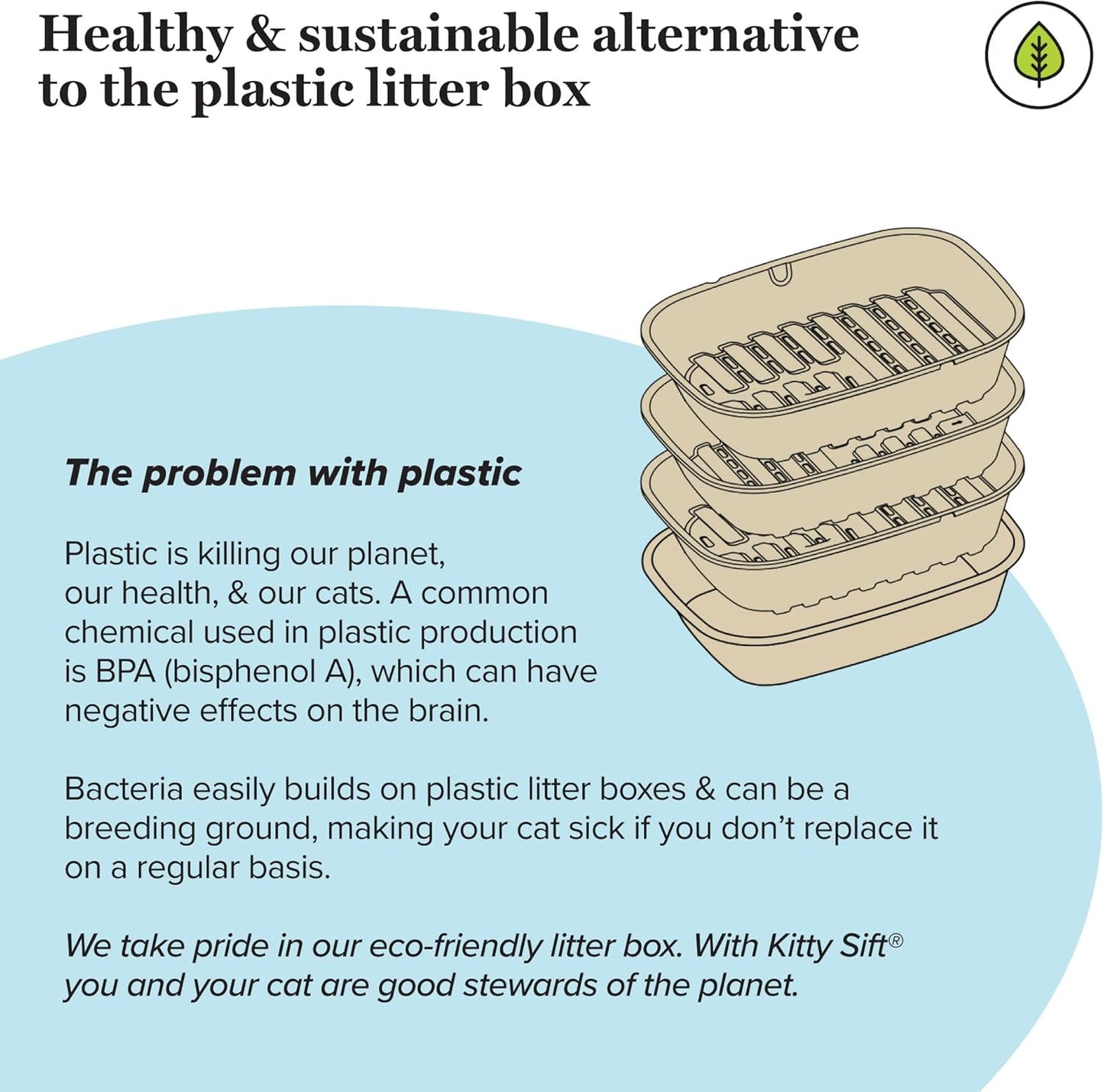 Kitty Sift (Set of 1 Litter Box & 5 Sifting Liners) Disposable Sifting Cat Litter Box Large, 6 Count, Durable Portable for Travel and Home Odor Control