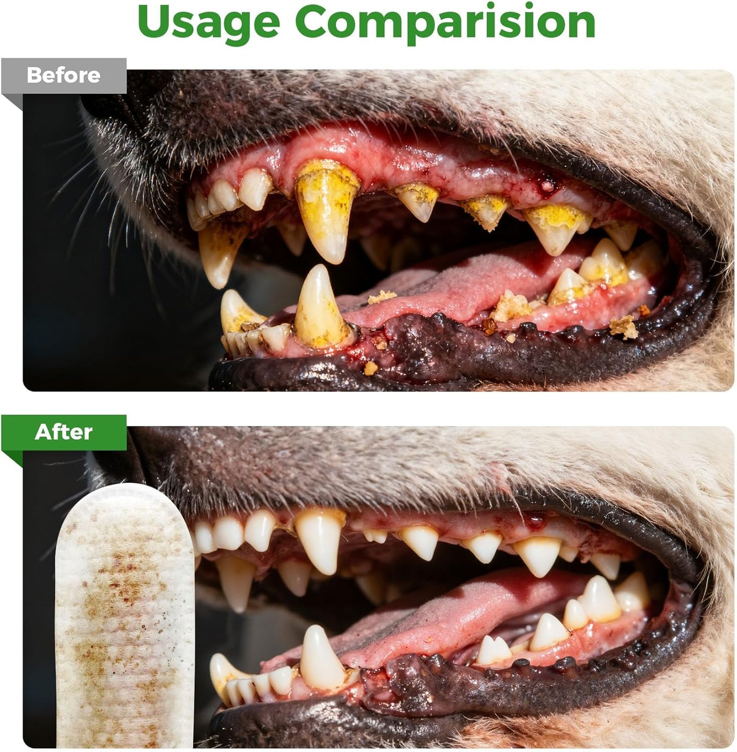 60 Pcs Dog Ear Cleaner Wipes, Dog Teeth Cleaning Wipes for Dogs & Cats, For Cleaning, Soothing, Deodorizing Itchy Ears, Remove Bad Breath & Plaque & Tartar, Pet Health Supplies for Small Animal