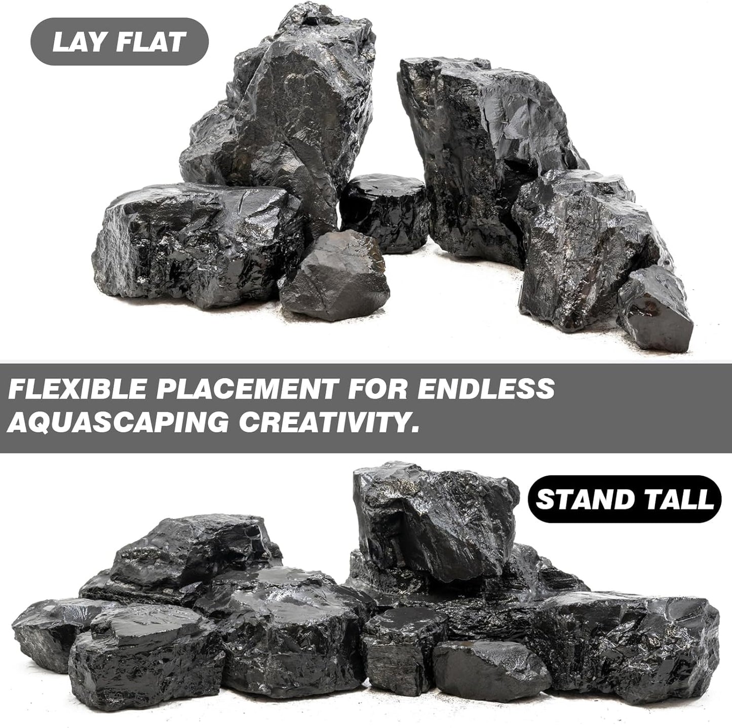 Unocho Aquarium Rock Stone Fish Tank Rocks 5lb Natural Rocks for Aquariums Aquascaping Landscaping Model Tank Decoration Vivariums Paludarium Miniature and Fairy Garden(3"-6"-4pcs)