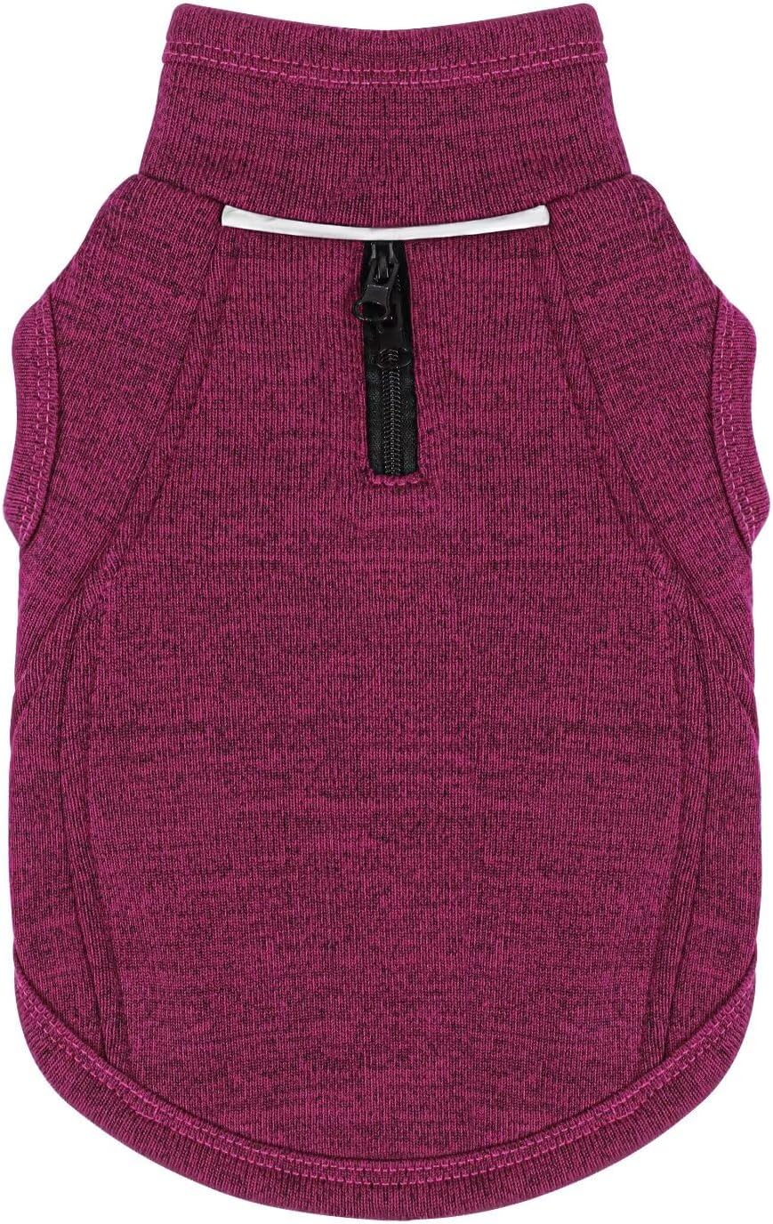Warm Knit Dog Vest with Fleece Lining – Cold Weather Pet Jacket with Zipper Harness Opening, Adjustable Neck, Cozy and Stylish Year-Round Sweater. Purple M