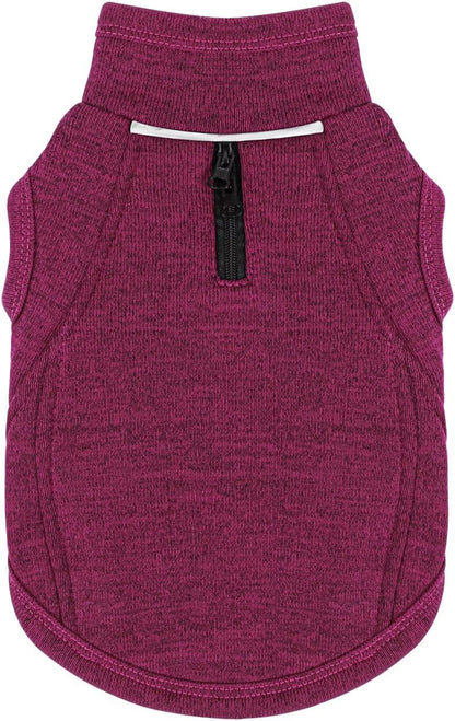 Warm Knit Dog Vest with Fleece Lining – Cold Weather Pet Jacket with Zipper Harness Opening, Adjustable Neck, Cozy and Stylish Year-Round Sweater. Purple M