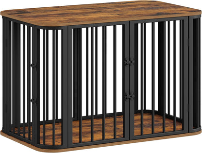 39.4'' Dog Crate Furniture, L Indoor Dog Kennel Dogs Cage, Modern Decorative Pet House for Small/Medium/Large Dogs, Anti-Chew & Anti-Escape, Kennel End Side Table, Rustic Brown DFC88701B