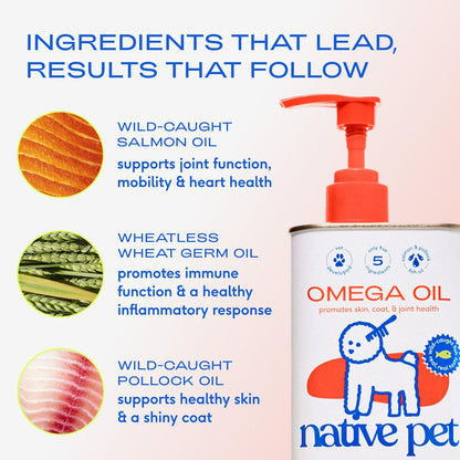 Native Pet Fresh Breath & Skin Support Bundle: 60 Scoops GutWell Clean Breath - Dog Breath Freshener & 8 Oz. Omega 3 Fish Oil for Dogs & Cats - Promotes Healthy Skin, Shiny Coat, & Strong Joints