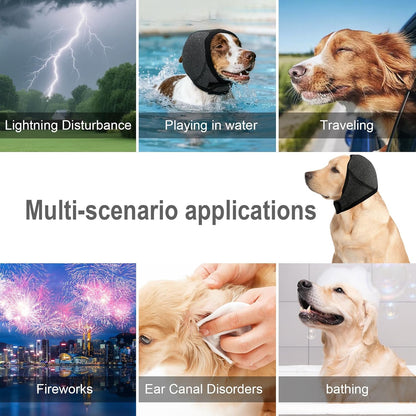 Dog Ear Muffs,no Flap Ear Wraps for Dogs,Dog Ear Covers for Bath,Drying Swim Noise Ear Protection for Dogs for Fireworks Traveling(Grey,L)